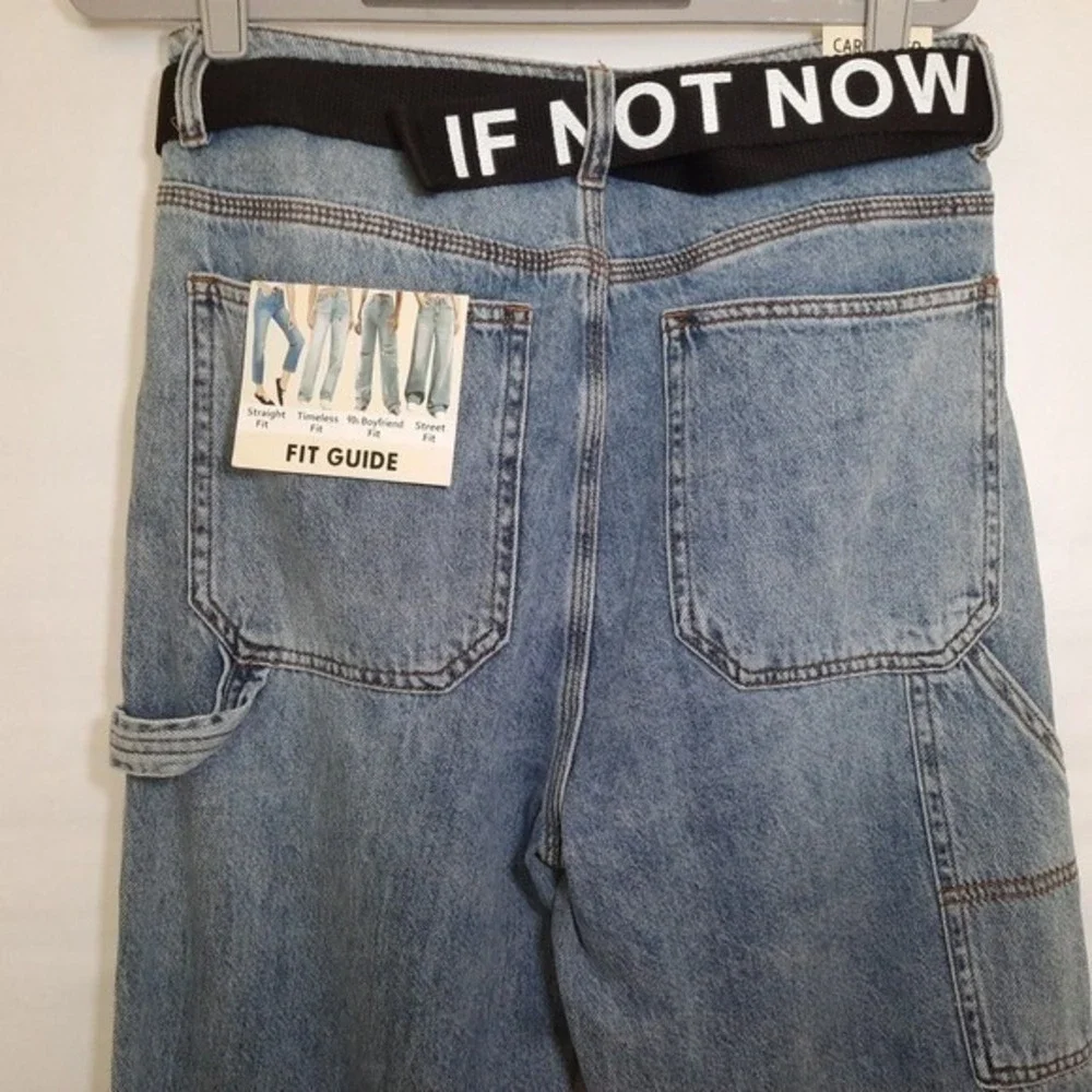 S O N G Jeans Women 29 Blue Y2K Utility Carpenter Cargo Relaxed Streetwear Denim